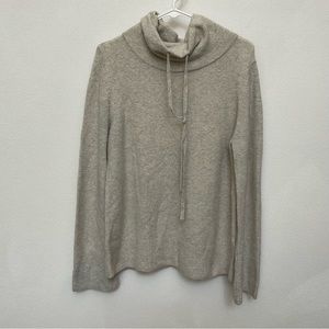 Loft Oatmeal Tan Cowl Neck Cinch Sweater Size Large Neutral Basic Winter